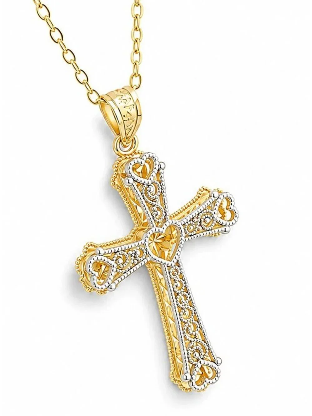 Cross Pendant Solid 14k Yellow Gold